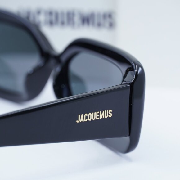 Jacquemus ROND CARRE JAC/11 C1 Rectangle Sunglasses - Shiny Black\Grey - Picture 6 of 10